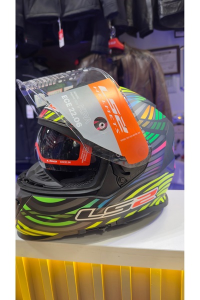 LS2 STORM 2 POWER MAT SİYAH-GÖKKUŞAĞI KASK