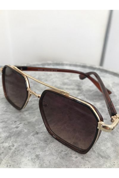 lunaaccessoriess Brown Gold Color Framed Sunglasses