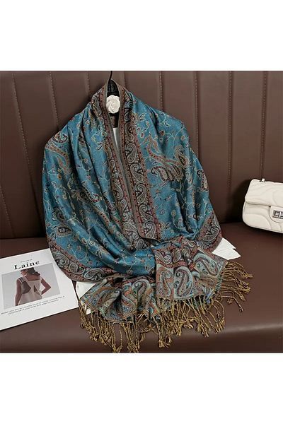 PA Paisley Pattern Women's Scarf, Soft and Warm Shawl with Long Fringes,Winter/Fall Collection,Deep Red