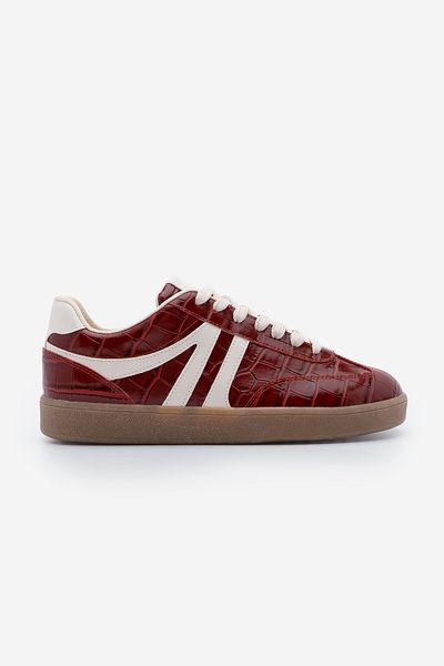 Marjin Medon Claret Red Croco Damen-Sneaker – Schnür-Sportschuhe