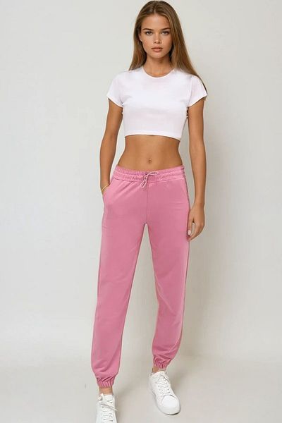 VAGGON Γυναικεία φούτερ Dusty Rose με ελαστικά πόδια με δύο κλωστές Urt8090