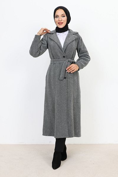 Tesettür Dünyası Dvouřadý límec s knoflíky TSD231111 šedá