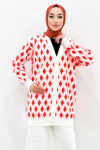Tesettür Dünyası Patterned Knitwear Suit Tsd221010 Orange