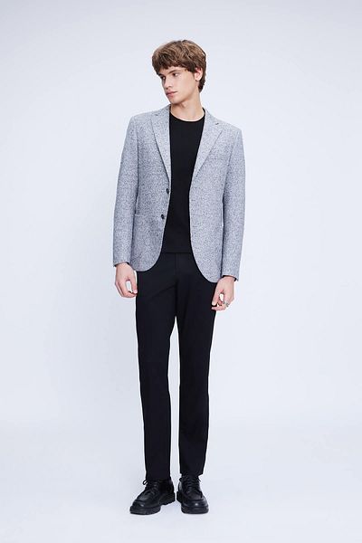 Hatemoğlu Gray Comfort Fit Mono Collar Cotton Jacket