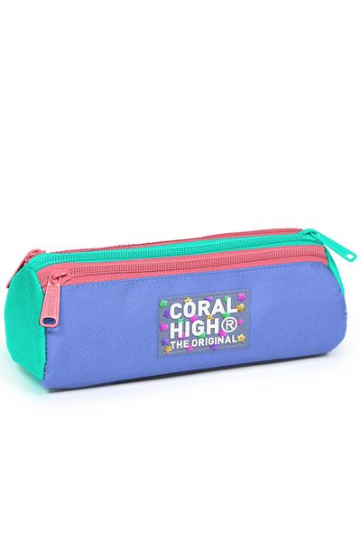 Coral High Blue Colored 3 Compartment Kids Pencil Bag 11168