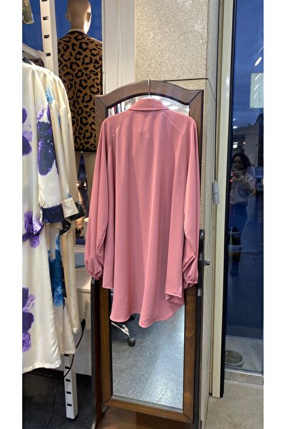 PERA MODA Oversize Kesim Balon Kol Uzun Piliseli Şık Kadın Tunik Gömleği