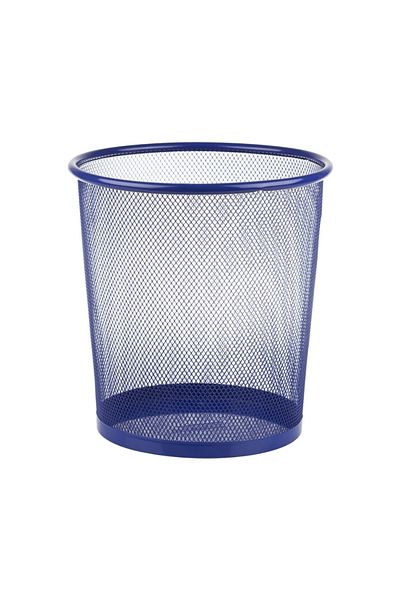 Bigpoint |   Metal Perforated Trash Can, Medium, Blue, 7.8 Liter, Stainless Metal