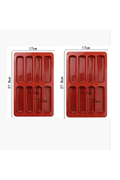 Choice قطعتان من قوالب الكيك المصنوعة من السيليكون ذات 8 تجويفات وشريط طويل ثلاثي الأبعاد وقوالب الكيك الموس المصنوعة من السيليكون للخبز بالفرنسية