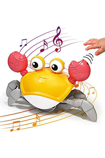 MJ TOYS Emeklemeye Yardımcı Sesi Kapatıp Açılabilen Müzikli Sensörlü Şarjlı Yengeç Emekleme Oyuncağı