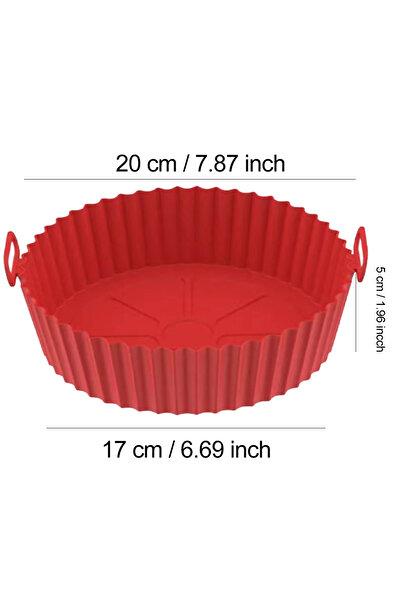 Choice سلة خبز دائرية من السيليكون 20 سم حمراء 24/20 سم صينية مقلاة هوائية قا...