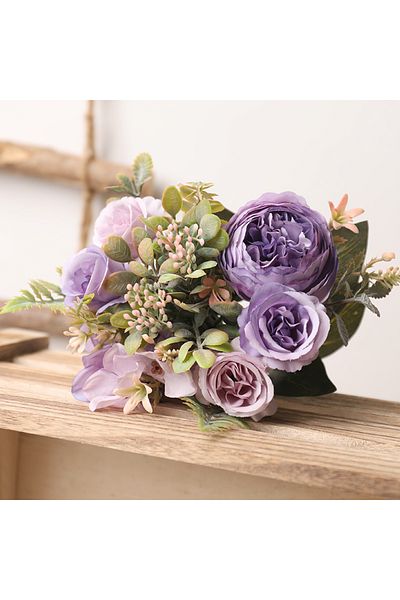 Choice Light Purple DociDaci Autumn White Silk Artificial Roses Flowers Wedding Home Decoration High Qualit