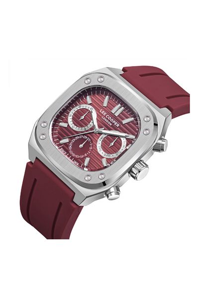 Lee Cooper LC08022.388 Men Multi Function Display Watch & Silicone Strap Red