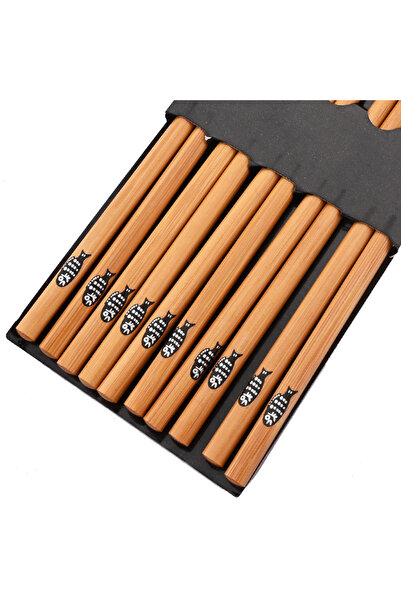 Choice 5Pairs Small Fish Reusable 5Pairs Tableware Handmade Bamboo Japanese Natural Wood Chopsticks Sushi F