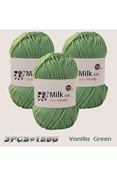 Choice 53 فانيليا جرين 150 جرام غزل حليبي متوسط الخشونة مصنوع يدويًا، كرة غزل...