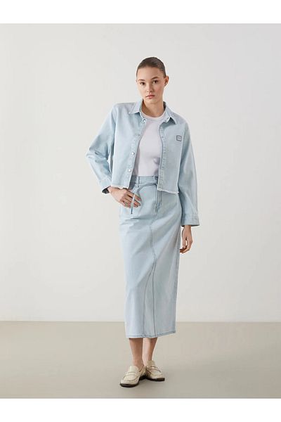 LC Waikiki LCW Modest Indigo πουκάμισο γιακά Γυναικείο Jean Jacket