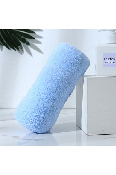 Choice 35x73cm Blue Face Towel Superfine Microfiber Absorbent High-density Coral Fleece Towel Quick Dry Cle