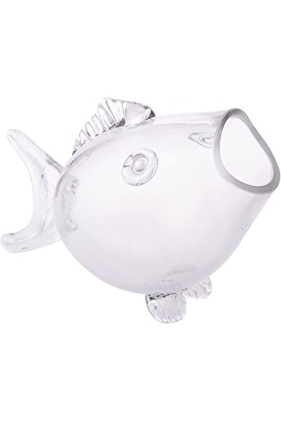 AKDC مزهرية زجاجية على شكل سمكة، الطول (15 سم) × العرض (14 سم) × الارتفاع (18 سم)، متعدد الألوان