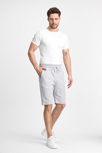 COMEOR Men's Gray Shorts - Side Pockets, Elastic Waist, Regular Fit, Relaxed Cut