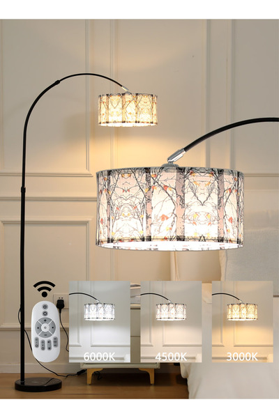 X SPRING Nature print floor lamp with Remote Control & 3-Color LED Light - Adjustable Lamp for Living Room