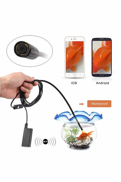 fulina WiFi Endoscope, 500mAh, 2m, 2MP 8mm, IP67 waterproof design,for iOS,Android,Windows, balck