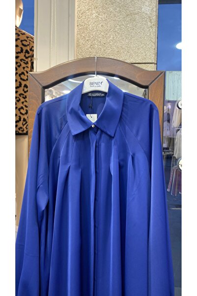 PERA MODA Оверсайз-крій, балонний рукав, довгі пліси, елегантна жіноча туніка-сорочка