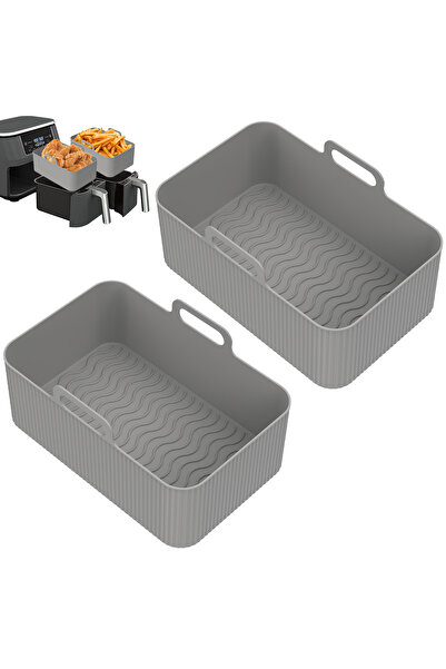 Choice رمادي قطعتين قطعتين وعاء سيليكون للمقلاة الهوائية بطانة مقلاة هوائية م...