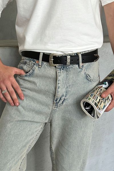 HYMAN Ανδρική ζώνη Cowboy Buckle 100% Δερμάτινη Ζώνη