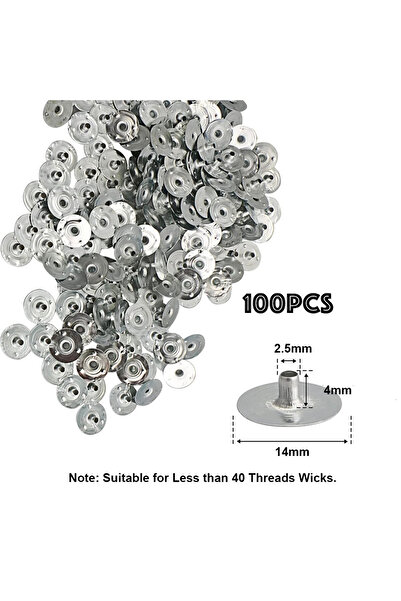 Choice 100 قطعة 100 قطعة من علامات التبويب المعدنية لفتيل الشموع بقاعدة فتيل ...
