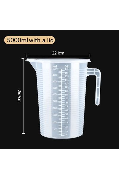 Choice8 5000ml(with a lid) 100-5000ml Thickened Plastic Measuring Cup with Scale Food Grade Measuring Cup Ex