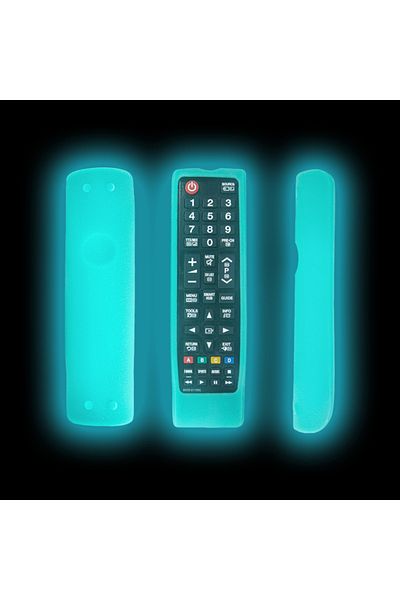 Choice حافظة ريموت سيليكون زرقاء مضيئة 17.8x4.93x2.4 سم لتلفزيون سامسونج BN59-01199F AA59-00666A 00816A 008