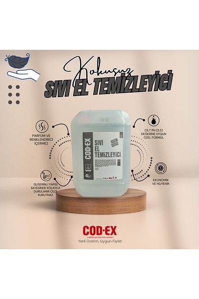 COD-EX Extra Strong Glycerin Liquid Hand Soap Unscented and Does Not Contain Fragrance and Colorant 4 Liters