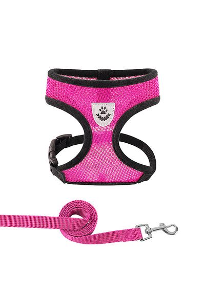 Choice S Rose Red Summer Cat Dog Harness Lead Leash Adjustable Vest Polyester Mesh Breathable Harnesses Ref