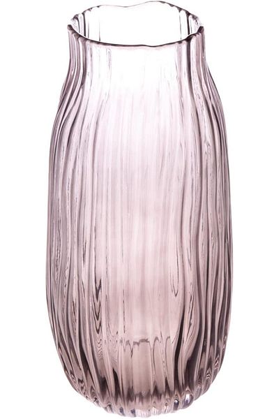 AKDC مزهرية زجاجية طول (13 سم) × عرض (13 سم) × ارتفاع (31 سم) شفافة (وردي)