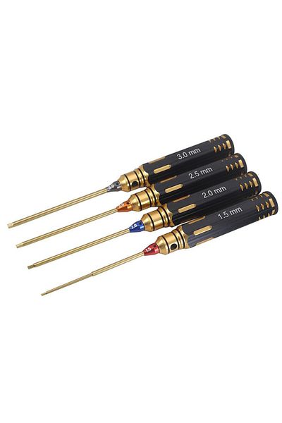 AJRC 1 set Ajrc 4pcs/set Titanium Plating 1.5mm/2mm/2.5mm/3mm Hexagon Screwdriver Screw Driver Tool Marki
