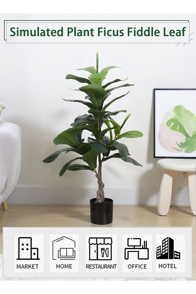 EqiEch Artificial Tree,Ficus Pandurata Hance,Faux Fiddle Leaf Fig Tree,Realistic Plant,90cm