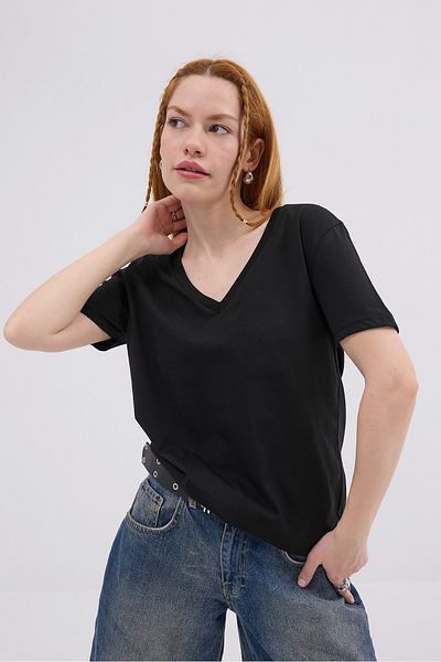 Addax V-Neck Basic T-Shirt P4321