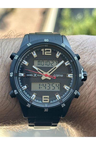 Daniel Klein New Model Digital Analog Display Alarm Steel Case Cord Men's Wristwatch