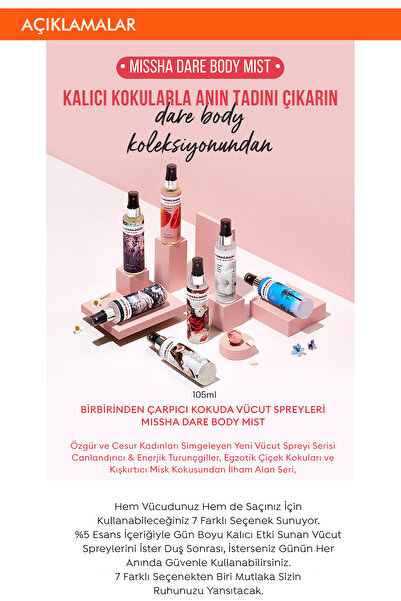 Missha Gün Boyu Kalıcı Çok Amaçlı Saç & Vücut Spreyi Dare Body Mist (Pure Bed Linen)