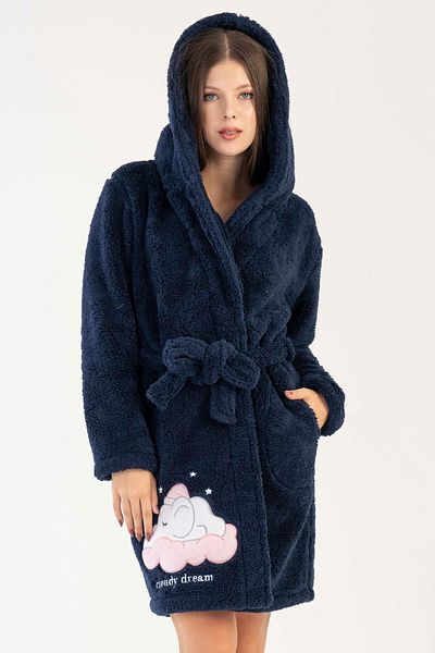VİENETTA Women's Welwelsoft Long Sleeve Short Dress with Cap, 306045