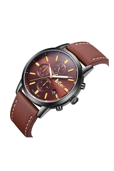 Lee Cooper LC08085.044 Men Multi Function Display Watch & Leather Strap Dark Brown