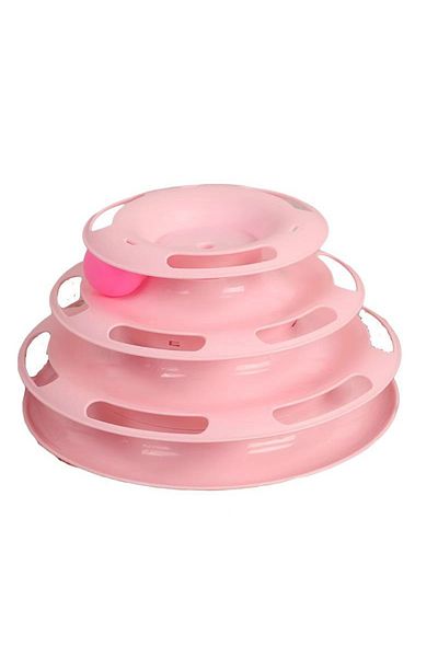 Choice Three Layers Pink Pet Cat Toy Three-layer Ball Cat Turntable Cat Interactive Educational Track Toy C