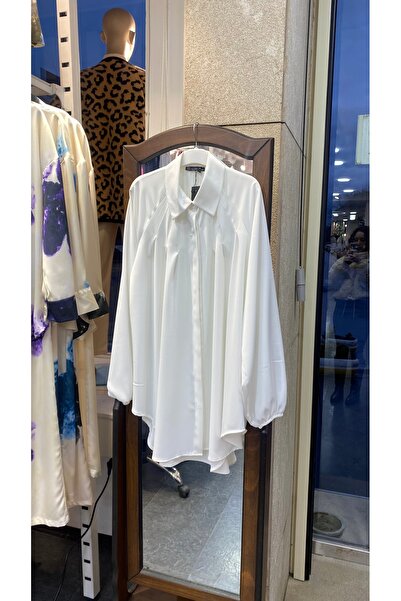 PERA MODA Оверсайз-крій, балонний рукав, довгі пліси, елегантна жіноча туніка-сорочка