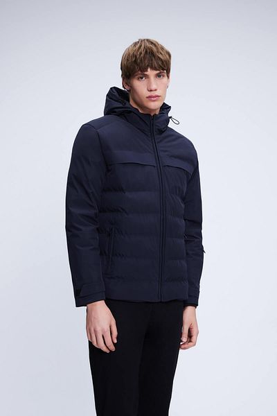 Hatemoğlu Μπλε Navy Regular Fit Judge γιακά με κουκούλα