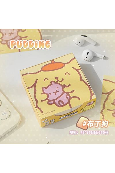 SANRIO Pompompurin 250pcs Hello Kitty Note Paper Kawaii Kuromi Melody Cinnamoroll Note Decorative Pa