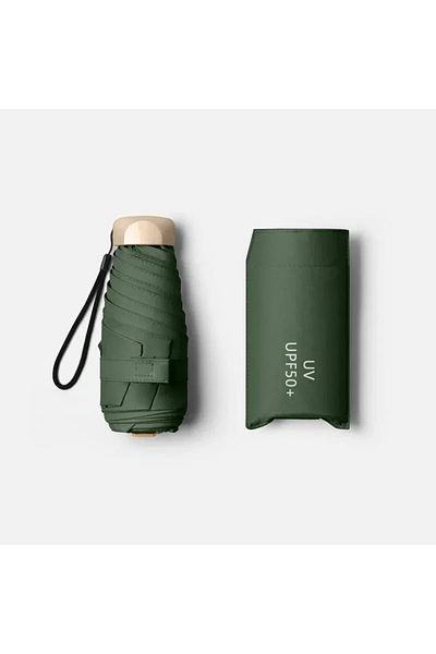 Choice 1pc blackish green Mini Sun Umbrella Pocket Rain Umbrella Vinyl Folding UV Ultraviolet Protection Su