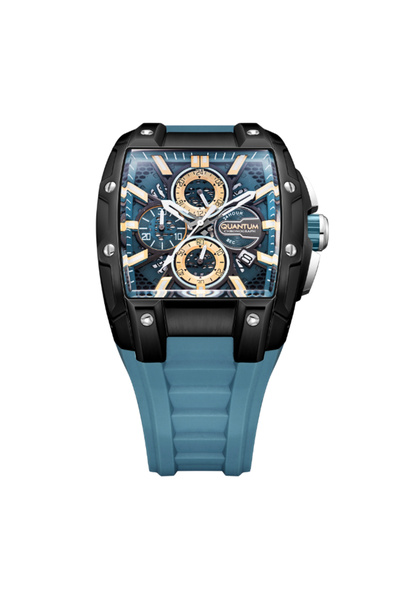 Quantum HNG1161.675 Men Chronograph Display Watch & Silicone Strap Dark Blue