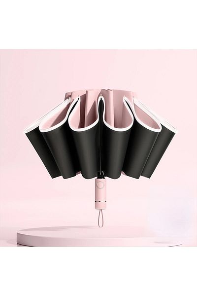 Choice Pink Men Women Umbrella Fully Automatic Reverse Folding Umbrella With Windproof Reflective Stripe U