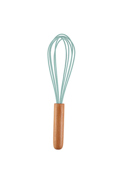 Choice4 Water Green 1pc silicone egg beater 10-inch wooden handle manual cake...