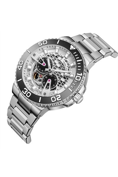 Beverly Hills Polo Club BP3702X.330 Men Automatic Multifunction Display Watch & Metal Strap Silver