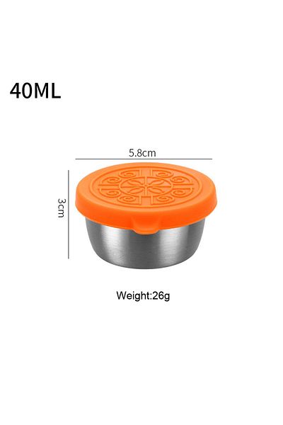 Choice Orange 1pc Salad Dressing Container With 1.35oz/40ml Reusable Stainless Steel Cup And Leakproof Sili